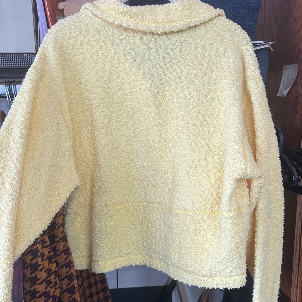 Soft Bouclé Button-Front Jacket - Yellow - Sincerl - image 4